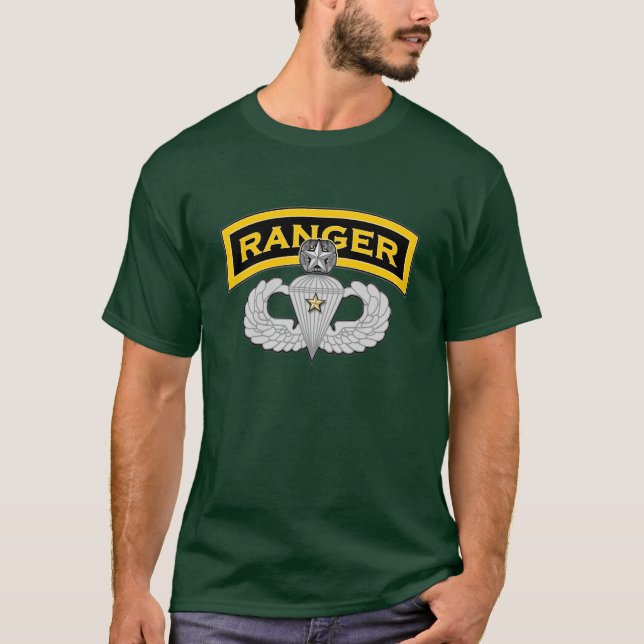 Camiseta Etiqueta del guardabosques y paracaidista del amo (Anverso)