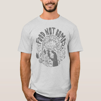 Camiseta Etiqueta del logotipo gris de Food Not Bombs