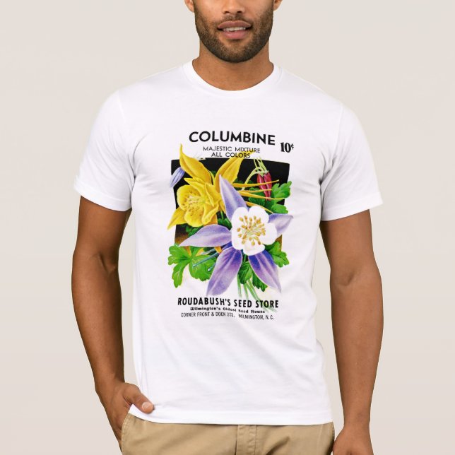Camiseta Etiqueta del paquete de la semilla de Columbine (Anverso)