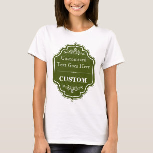 Camiseta Etiqueta del verde verde oliva del vintage