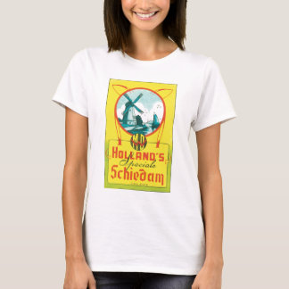 Camiseta Etiqueta del vintage de Schiedam de Holanda