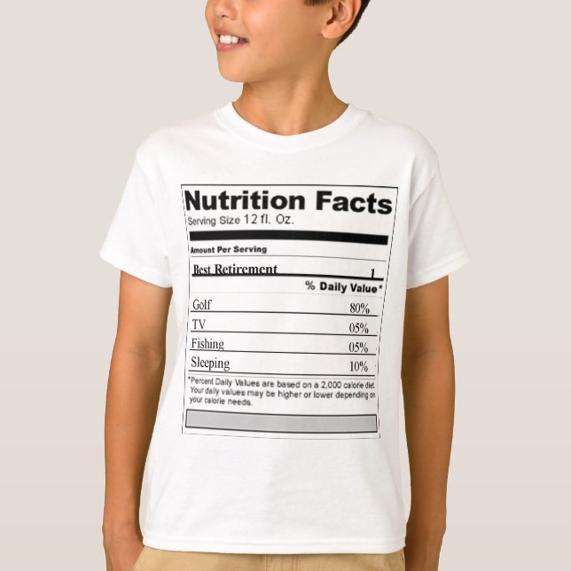 Camiseta Etiqueta divertida de la nutrición del retiro (Anverso)