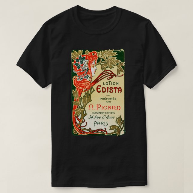 Camiseta Etiqueta francesa de Art Nouveau de 1910 (Diseño del anverso)