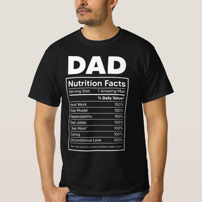 Camiseta Etiqueta "Hechos de nutrición" de papá (Anverso)