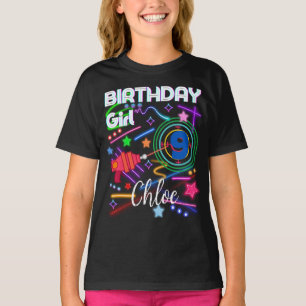 Camiseta Etiqueta láser Chica de cumpleaños Fiesta color co