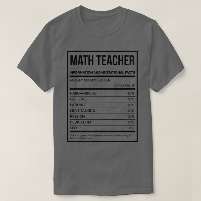 Camiseta Etiqueta matemática divertida para nutrición matem (Diseño del anverso)