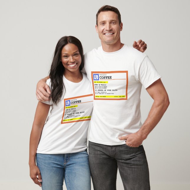 Camiseta Etiqueta personalizada de medicamentos para café c (Unisexo)