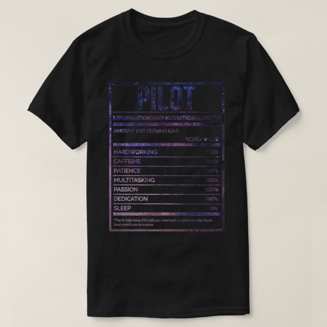 Camiseta Etiqueta piloto de nutrición divertida (Diseño del anverso)