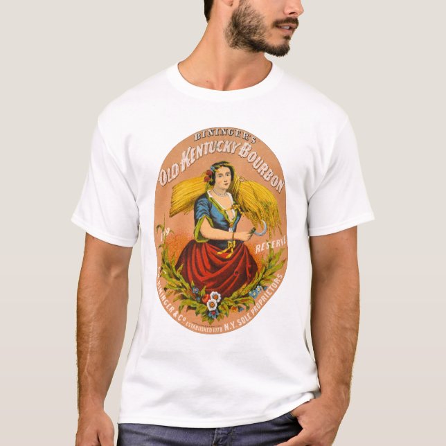 Camiseta Etiqueta publicitaria de Whiskey, Circa 1860. (Anverso)