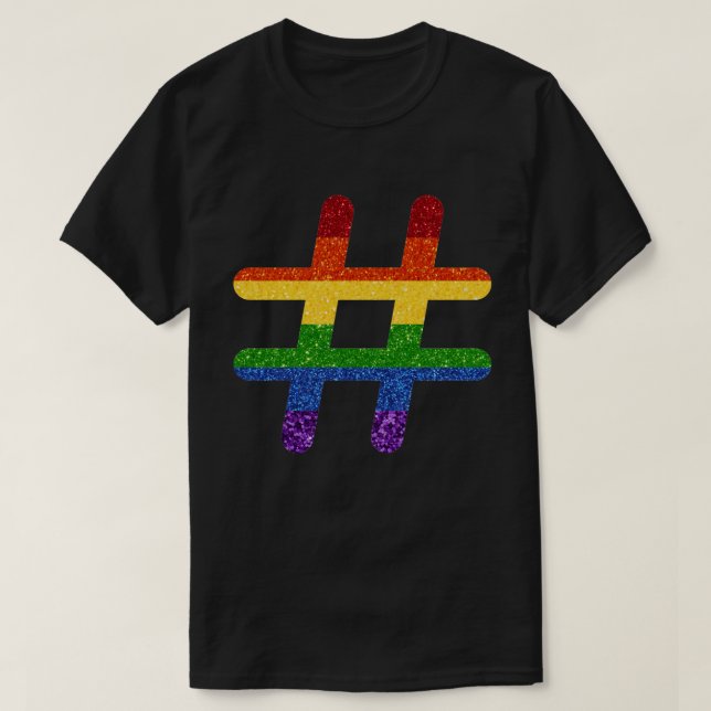 Camiseta Etiqueta Purpurina del orgullo gay LGBT (Diseño del anverso)