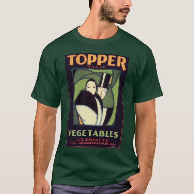 Camiseta Etiqueta Vegetable de topper, romance Art Déco (Anverso)
