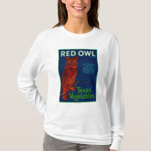 Camiseta Etiqueta vegetal del búho rojo