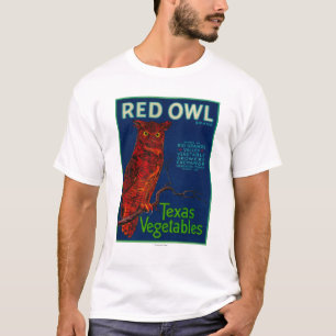 Camiseta Etiqueta vegetal del búho rojo