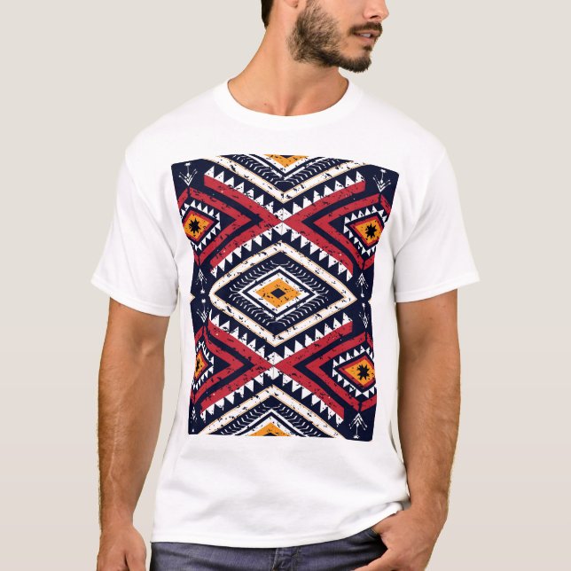 Camiseta Étnica geométrica oriental: tradicional sin foco (Anverso)