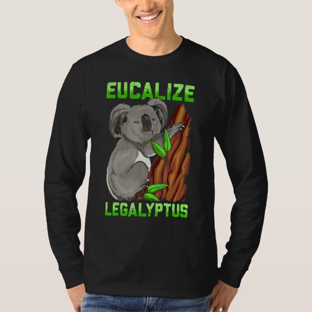 Camiseta Eucalize Legalyptus Stoner Koala Bear Pun Meme (Anverso)