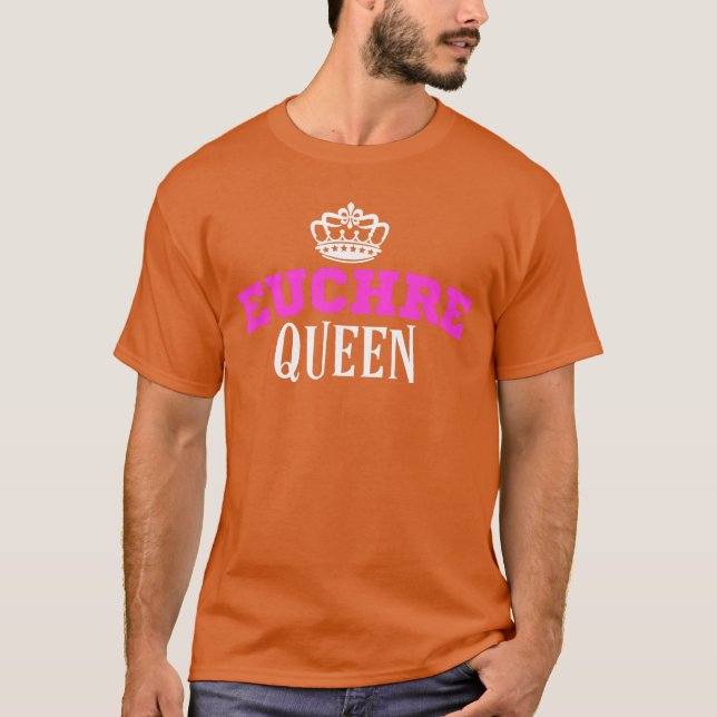 Camiseta Euchre Card Game Queen Mom Gift Aunt Hearts Clubs  (Anverso)