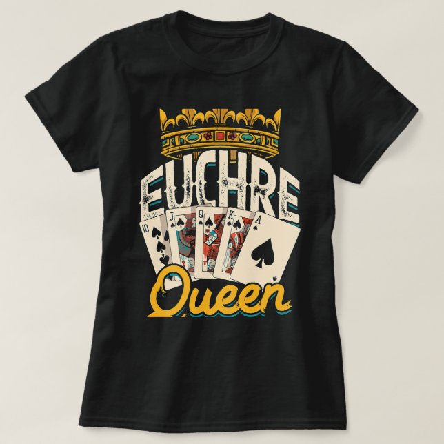 Camiseta Euchre Queen Vegas Casino Poker Spades y Mahjong (Diseño del anverso)