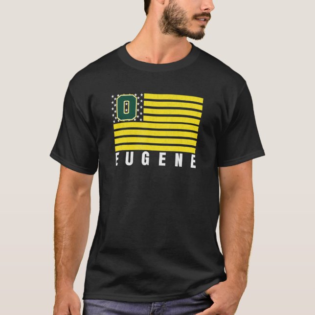 Camiseta Eugene Oregon USA Flag GreenYellow Eugene OR Ameri (Anverso)