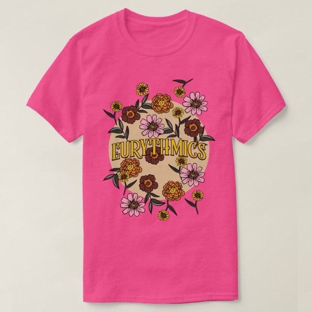 Camiseta Eurítmicos Nombre Flor Retro Floral Personalizada  (Diseño del anverso)