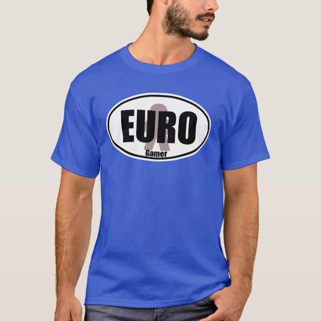 Camiseta Euro Gamer Decal Oscuro Óval Meeple Tabletop Diver (Anverso)