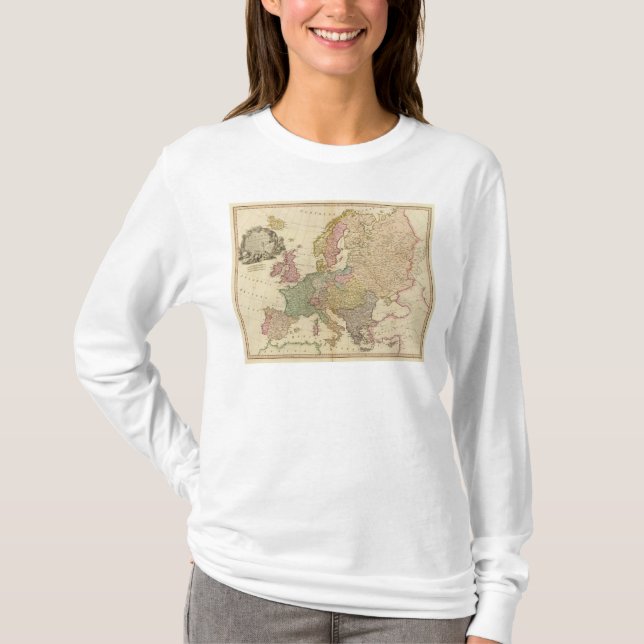 Camiseta Europa ilustró el mapa (Anverso)