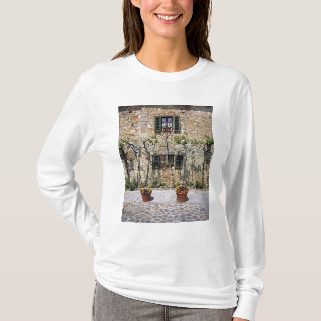 Camiseta Europa, Italia, Monteriggioni. Una casa de piedra  (Anverso)