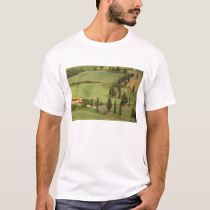 Camiseta Europa, Italia, Toscana, Monticchiello. Curva