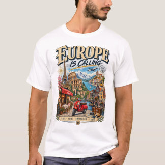 Camiseta Europe Is Calling | Viaje vintage por Eur