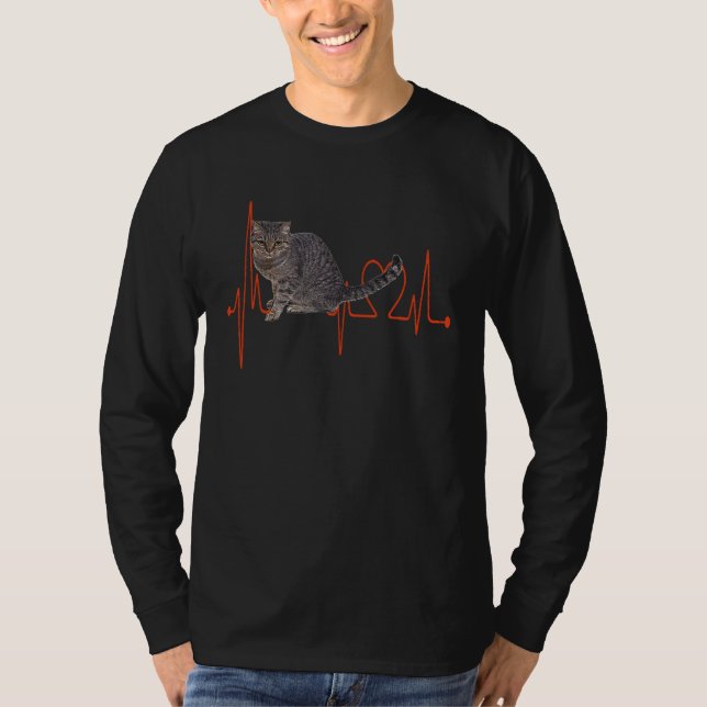 Camiseta European Shorthair Cat Heartbeat EKG Cats & Kitten (Anverso)