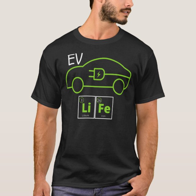 Camiseta EV Car Life Periódico Table Eco Mode Electric Powe (Anverso)