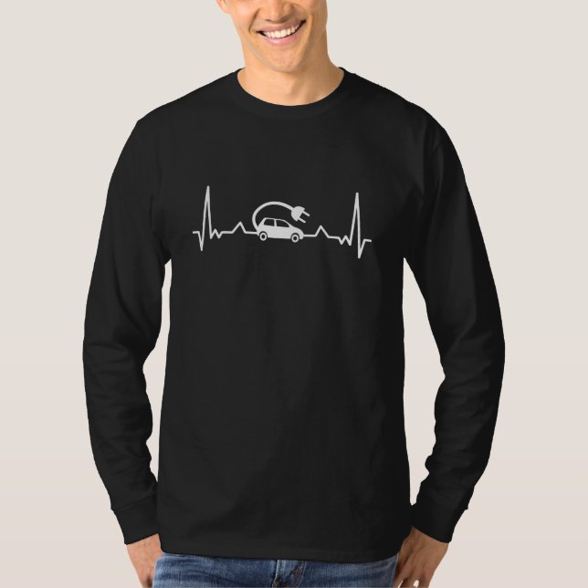 Camiseta EV Heartbeat Gracioso Vehículo Eléctrico Regalo Ch (Anverso)