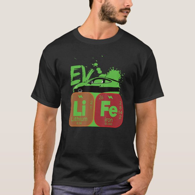 Camiseta Ev Vehículo Eléctrico De Mesa Periódica De Vida Út (Anverso)