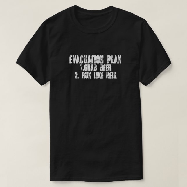 Camiseta Evacuation Plan 1 Grab beer 2 Run like hell Essent (Diseño del anverso)
