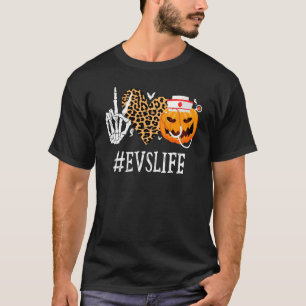 Camiseta Evans Peace Love Pumpkin Funny Halloween Leopard
