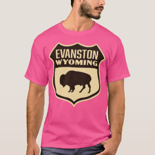 Camiseta Evanston Wyoming Retro Buffalo Shield Brown