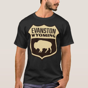 Camiseta Evanston Wyoming Retro Buffalo Shield Tan