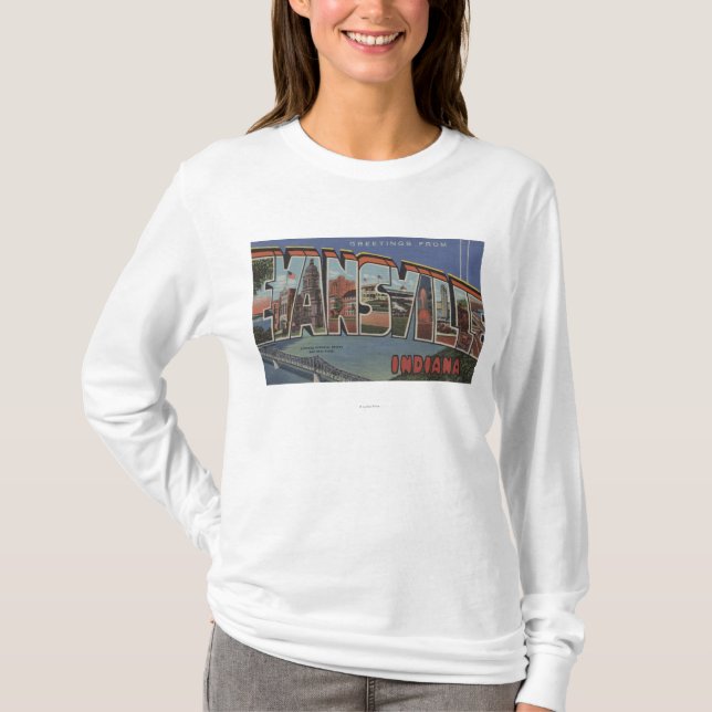 Camiseta Evansville, Indiana - escenas grandes de la letra (Anverso)