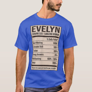 Camiseta Evelyn Nutrition Facts Name Nickname Alias Título