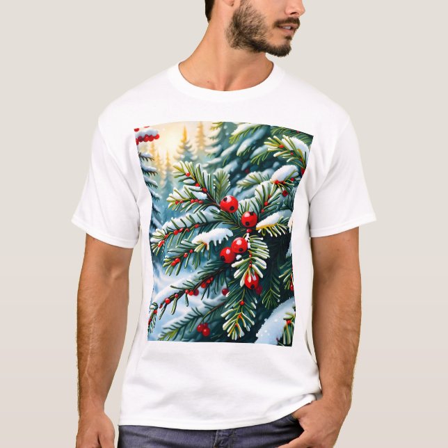 Camiseta Evergreen y Holly Berries (Anverso)