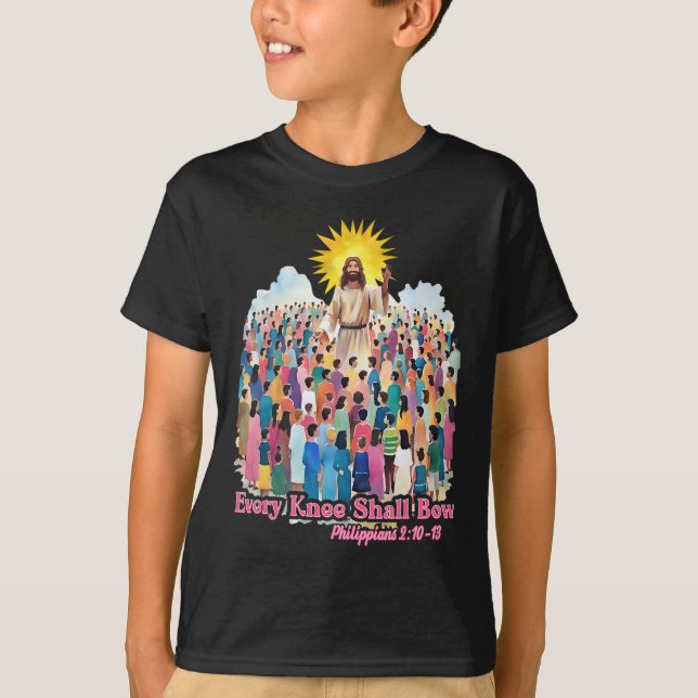 Camiseta Every Knee Shall Bow Christian Easter Day  (Anverso)