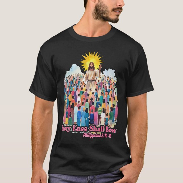 Camiseta Every Knee Shall Bow Christian Easter Day  (Anverso)