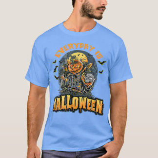 Camiseta Everyday Is Halloween Horror Pumpkin Skeleton Png
