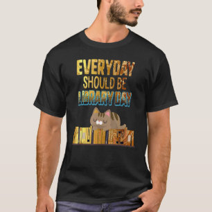 Camiseta Everyday Library Day Cute Cat Golden Kitten Readin