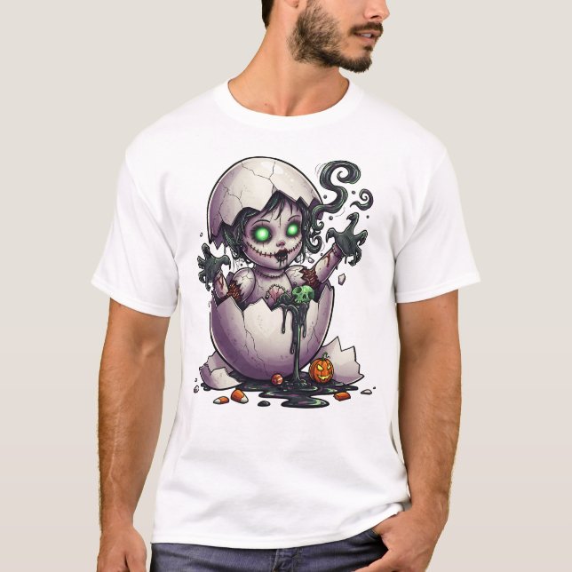 Camiseta Evil Baby Witch Cracked Egg Halloween Tee (Anverso)
