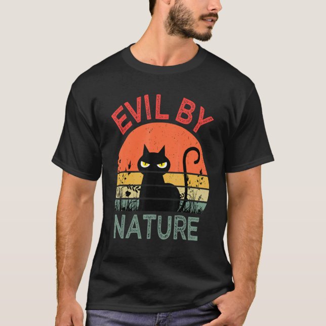 Camiseta Evil By Nature Retro Cat Men Women (Anverso)