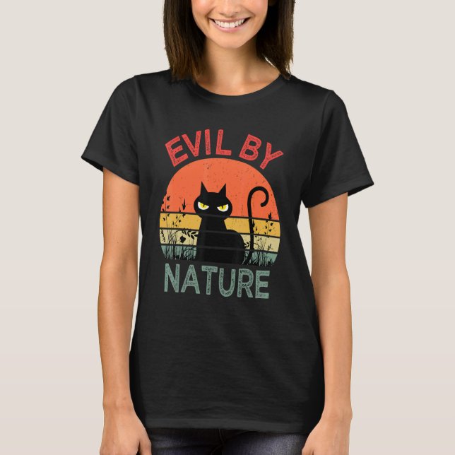 Camiseta Evil By Nature Retro Cat Men Women (Anverso)