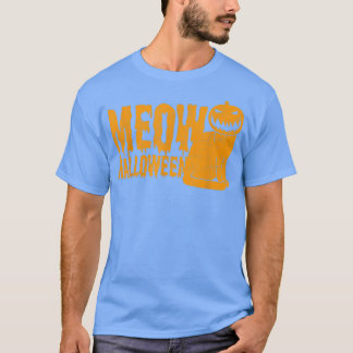 Camiseta Evil Grin Pumpkin Cat Meow Happy Halloween