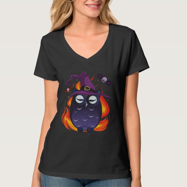 Camiseta Evil Owl Witch Scary Owl Lover Halloween (Anverso)