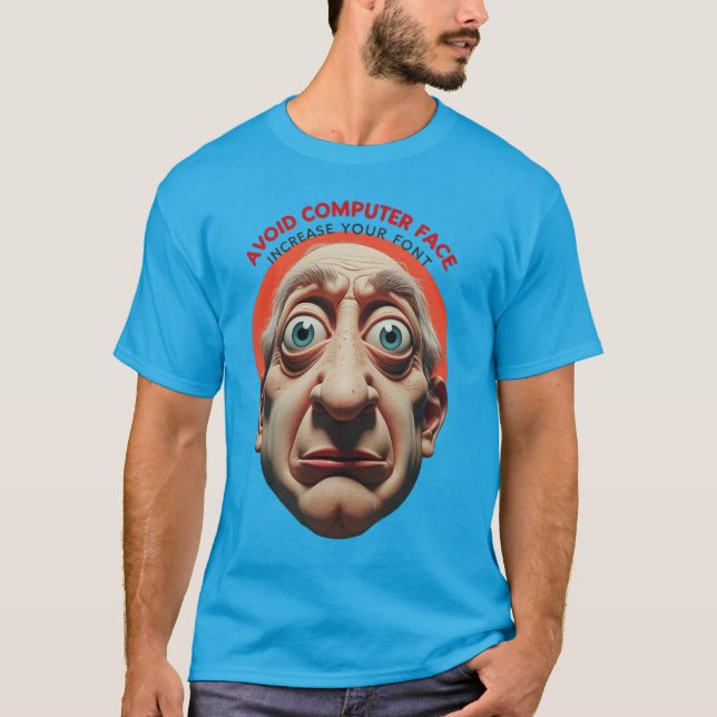 Camiseta Evita cara de computadora, aumenta la letra (Anverso)