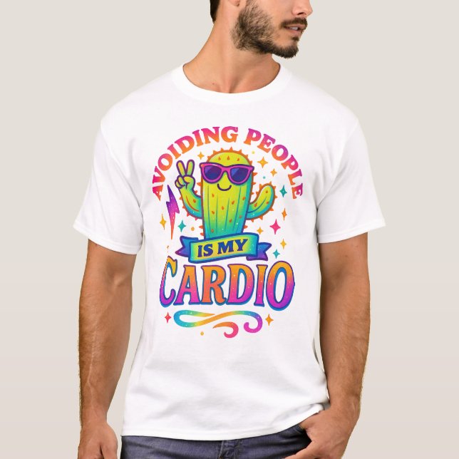 Camiseta Evitar A La Gente Es Mi Cactus Cardio (Anverso)